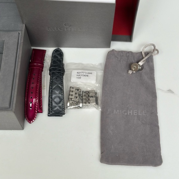 MICHELE Deco Diamond Chronograph Bracelet Watch with 3 straps, 33mm - Picture 7 of 16